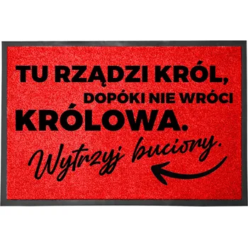 Rohožka VCHODOVÁ ROHOŽKA ČERVENÁ 40X60 POD DVEŘE VTIPNÁ ZÁBAVNÁ TADY VLÁDNE KRÁL