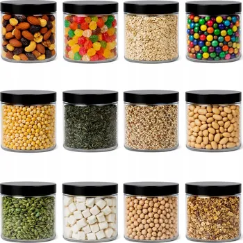 Dóza na potraviny Nádoba na potraviny 250 ml sklenice plastová kuchyňská 025L sada 12 Ks