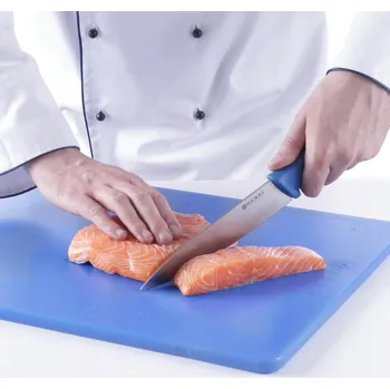 Kuchyňský nůž KUCHYŇSKÝ NŮŽ NA RYBY HACCP 320MM MODRÝ PROFESIONÁLNÍ OSTRÝ ODOLNÝ
