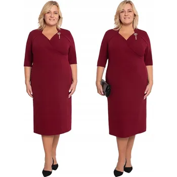 Dámské šaty Bordó šaty s broží 60