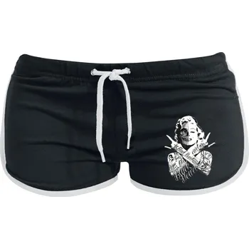 Dámské kraťasy Dámské Kraťasy BLACK HEART SKULL BITCH Barva: Černá, Velikost: L
