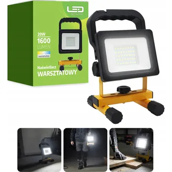 Halogenový LED akumulátorový reflektor 20W 4000K IP54 Přenosný