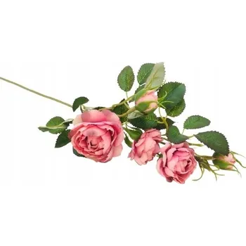 umělá květina VĚTVIČKA RŮŽE pro aranžmá do kytice umělá DEKORACE poupata listy růžová