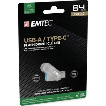 USB flash disk Flash disk Emtec Dual D280 64GB USB 3.2 (Type-C & Type-A)