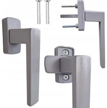 Okenní klika Hliníková okenní klika STŘÍBRNÁ pro okna, hranatá, univerzální, pro PVC okna