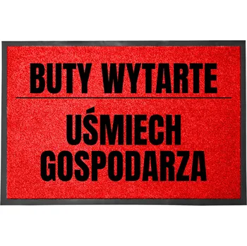 Rohožka ČERVENÁ VSTUPNÍ ROHOŽKA 40X60CM KE DVEŘÍM VTIPNÁ ZÁBAVNÁ OBTŘETE SI BOTY