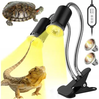 Teraristika VÝHŘEVNÁ LAMPA PRO ŽELVY, 2 ŽÁROVKY UVA UVB, VÝHŘEVNÁ LAMPA PRO PLAZY DO TERÁRIA