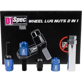 Šroubek na kolo Šrouby na kola D1Spec Heptagon 2v1 Ocel M12x1,5 33mm Kulové Modré