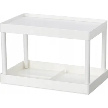 Drátěná police Bílá plastová police do koupelny, kuchyně nebo šatny, 2 patra V2