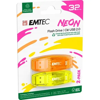 USB flash disk Flash disk Emtec C410 Neon 2.0 32GB P2 32 GB USB 2.0 vícebarevný