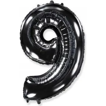 Balónek Fóliový Balónek Velká Číslice Černá 9 / 40" - 102 cm Flexmetal PACK