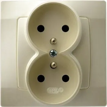 Elektrická zásuvka Ospel GP-2SZ/42 krémová nástěnná Elektrická zásuvka