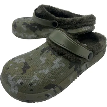 Pánské pantofle Adcz Pánské zelené zateplené gumové nazouváky Barva: Zelená, Velikost: 45