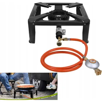 Turistický vařič PLYNOVÝ TABURET LITINOVÝ HOŘÁK NA LÁHEV VAŘIČ TURISTICKÝ se SADOU HADICE A REDUKTORU