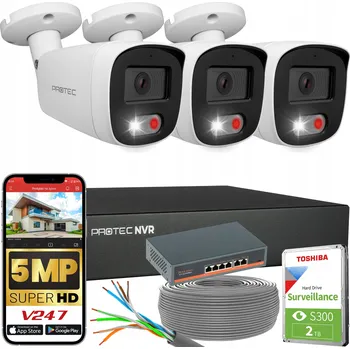 IP kamera Sada pro monitoring 3 IP kamery 5Mpx PoE Switch PoE Detekce 2TB