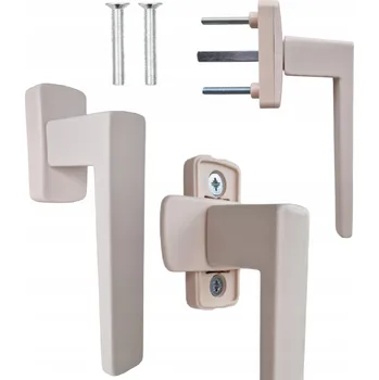 Okenní klika Hliníková okenní klika KRÉMOVÁ pro okna, hranatá, univerzální, pro PVC okna