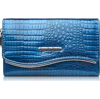 Peněženka Dámská kožená lakovaná peněženka s krokodýlím vzorem, modrá, elegantní