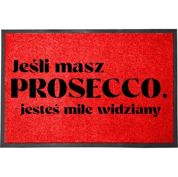 Rohožka VCHODOVÁ ROHOŽKA ČERVENÁ 40X60 CM - VÍTÁME S PROSECCO - VTIPNÁ