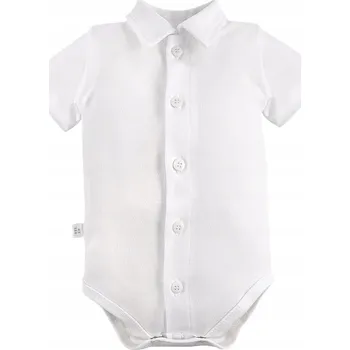 Kojenecký body Body kojenecké bílé s krátkým rukávem, límeček pro chlapce Eevi Ceremony