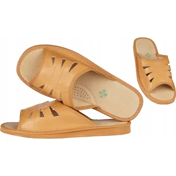 Dámské pantofle Papuče Kožené Bačkory Pohodlné Pantofle Bačkory Bamboše s Otevřenou Špičkou Velikost 43