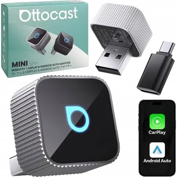 Bezpečnostní kamera Bezdrátový adaptér Ottocast Mini Cube CarPlay / Android Auto, stříbrný