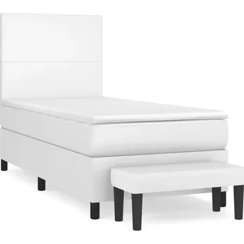 Postel Kontinentální postel s matrací, bílá, 203 x 90 x 118/128 cm