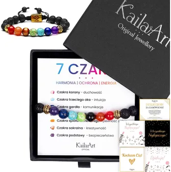Náramek Náramek Sedm Čaker Čakry 7 Čaker Šňůrkový s Kameny KailaArt