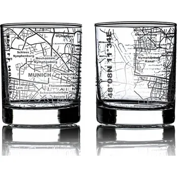 Sklenice Sklenice na whisky Green Line 250 ml – sada 2 kusů s mapou Mnichova
