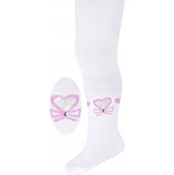 Dívčí punčocháče se srdíčkem, bílé, Milusie, vel. 56/62