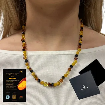 Náhrdelník Naszyjnik z bursztynu korale bursztynowe kolia koňaková mléčná korálky