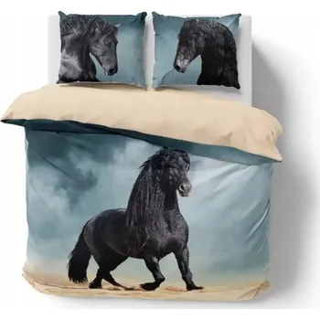 Povlečení Povlečení 160x200 kůň černý béžové Holland Natura