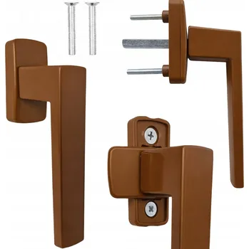 Okenní klika Hliníková okenní klika BRONZOVÁ pro okna, hranatá, univerzální, pro PVC okna