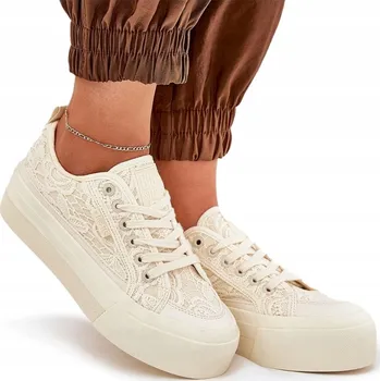 Dámské tenisky Krajkové dámské tenisky nízké BIG STAR RR274746 BÉŽOVÉ 36