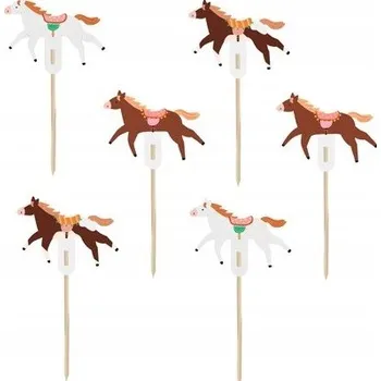 Obraz Dekorace na muffiny - Koně, 13 cm, mix (1 balení / 6 ks)
