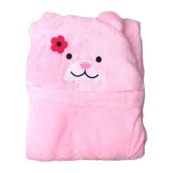 Dětská deka Dětská deka Happy Baby růžová – medvídek s kytičkou