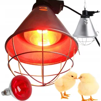 Vzduchotechnika Infračervená výhřevná lampa ČERVENÁ s regulací, ochranný kryt PRO kuřata a selata