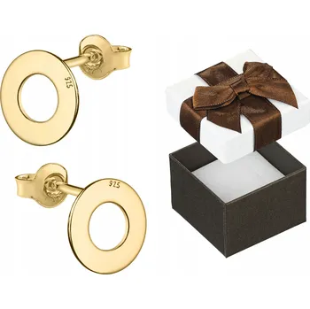 Náušnice Stříbrné Náušnice Pozlacené kroužky Dámské Zlaté šroubky Kola 9mm Stříbro 925