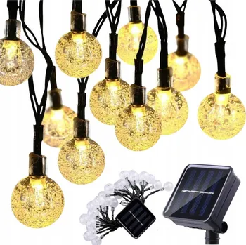 Venkovní osvětlení Solární zahradní girlanda 11m 50 ozdobných kuliček, zahradní světla, žárovky