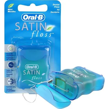 Zubní nit Zubní nit Oral B Satin Floss 25 m saténová páska s mátovou příchutí