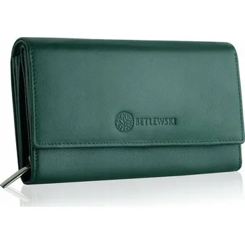 Peněženka Betlewski velká dámská kožená peněženka na karty s RFID ochranou, zapínání na druk