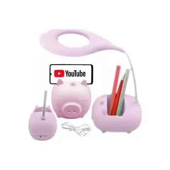 Lampička LED stolní lampička prasátko s držákem na telefon a úložným prostorem pro děti