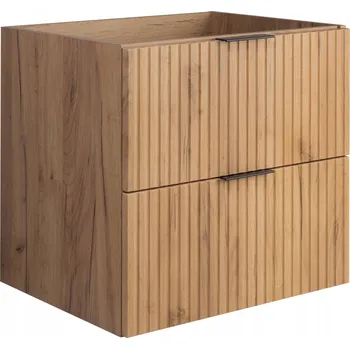 Koupelnový nábytek Závěsná koupelnová skříňka pod umyvadlo 60 cm Dub Moderní DRÁŽKOVANÁ MDF dvířka