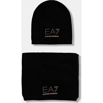 Čepice Vlněná čepice a šála EA7 Emporio Armani AF16843.7W000717 černá 99X, vel. ONE SIZE
