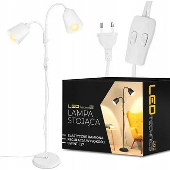 Stojací lampa Stojací lampa LEDTechnics bílá 2x E27 20 W nastavitelná 170 cm