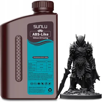 Filament UV Pryskyřice Resin Sunlu ABS Like černá 1kg 1l pro 3D tiskárnu