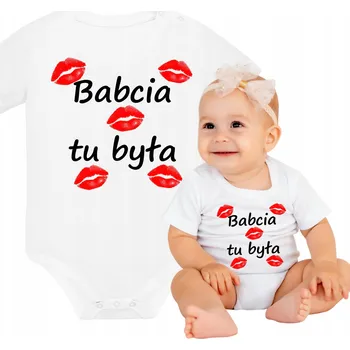 Kojenecký body DĚTSKÉ BODY BÍLÉ KRÁTKÝ RUKÁV BABIČKA TADY BYLA 9M