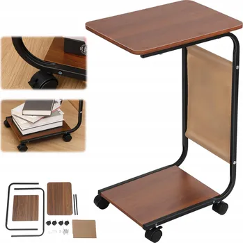Konferenční stolek KONFERENČNÍ STOLEK BOČNÍ POMOCNÝ MOBILNÍ DO OBÝVÁKU POD NOTEBOOK KOLEČKA NOHY