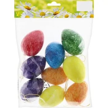 Velikonoční dekorace Velikonoční dekorace vajíčka, 9 ks, barvená, vícebarevná&nbsp;52102