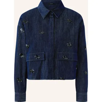 Dámský blejzr Oui Dámská Džínová Bunda S Flitry, tmavě modrá, 36
