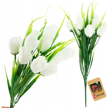 umělá květina UMĚLÁ KYTICE KROKUSŮ BÍLÁ 10 KVĚTŮ 35 CM JARNÍ 5 VĚTVÍ KROKUSY